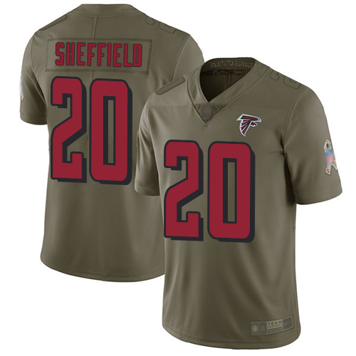 Atlanta Falcons Limited Olive Men Kendall Sheffield Jersey NFL Football #20 2017 Salute to Service